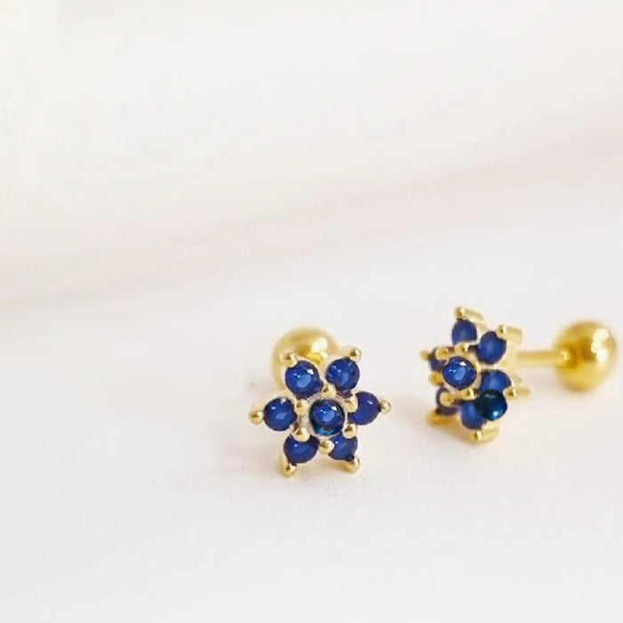 Mini Flower Blue Stud Earrings