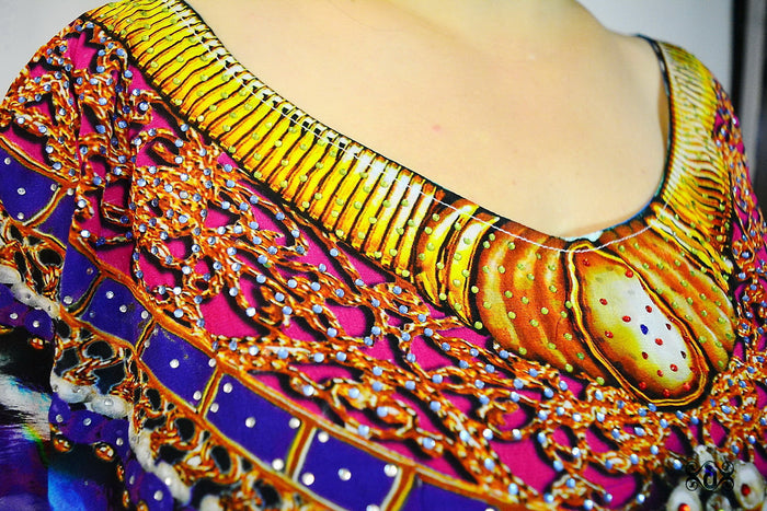 NATURE MORTE Cobra Leopard Devarshy Pure Silk Short Embellished Kaftan - 0013