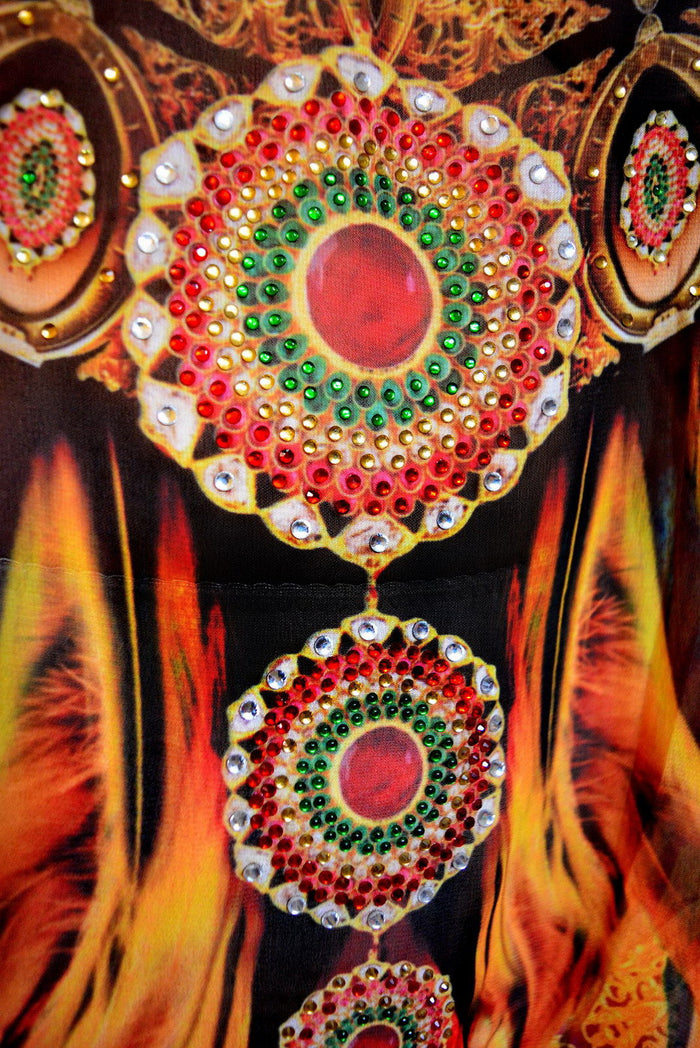 NATURE MORTE Decorative Feathers Devarshy Short Embellished Kaftan - 1040A.