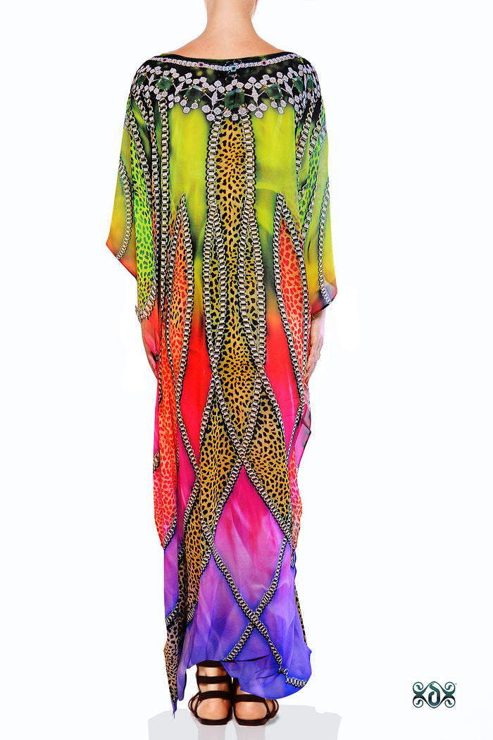 Devarshy Designer Exquisite Animal print Long Embellished Kaftan Dress - 1061B , Apparel - DEVARSHY, DEVARSHY
 - 3