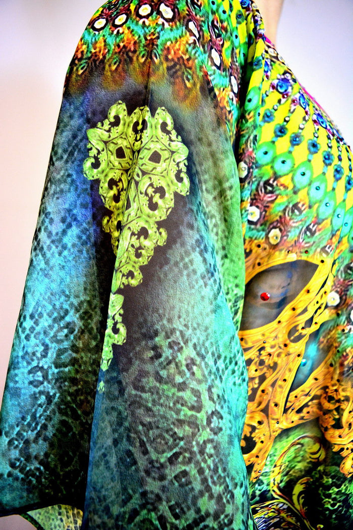NATURE MORTE Innovative Animal Print Devarshy Long Embellished Kaftan - 004A