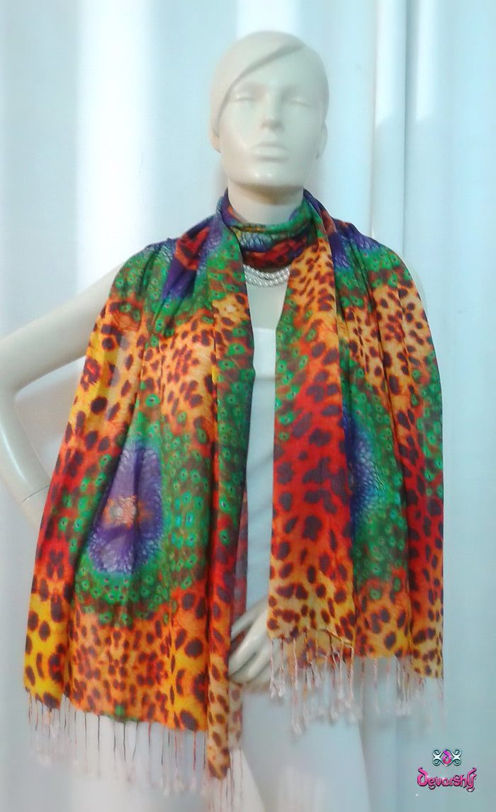 NATURE MORTE Leopard Animal Print Devarshy Printed Long Stole - 1081A.