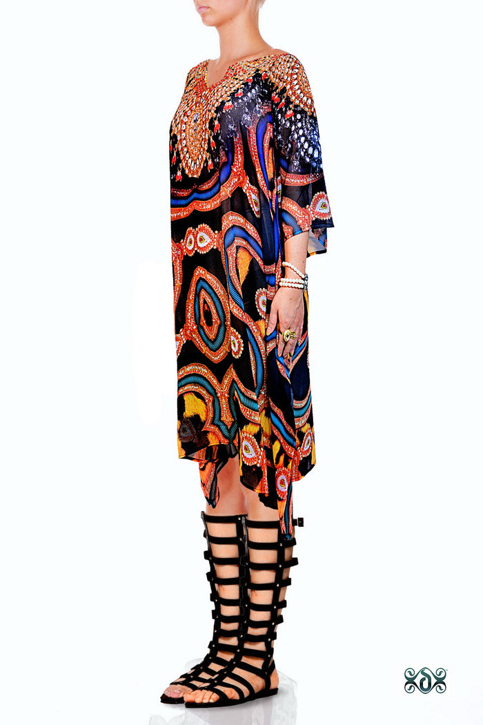 NATURE MORTE Ornate Animal Print Devarshy Short Embellished Kaftan - 1029B.