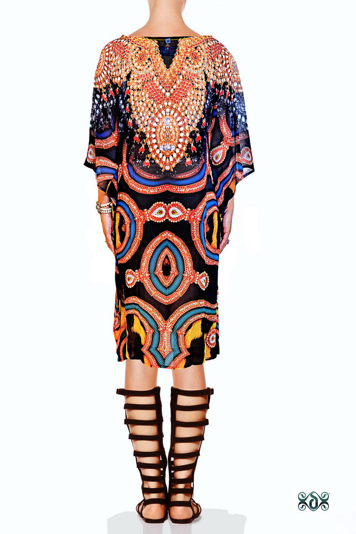 NATURE MORTE Ornate Animal Print Devarshy Short Embellished Kaftan - 1029B.