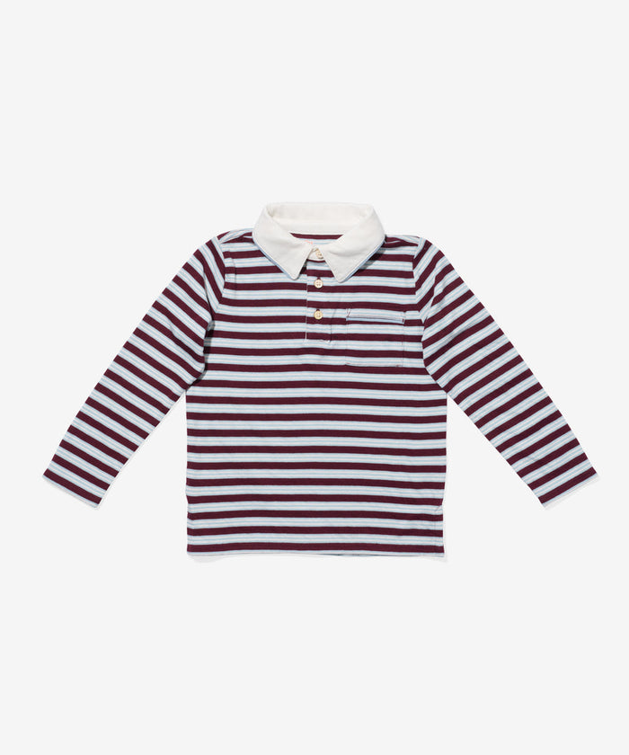 Oso & Me Parker Polo in Burgundy Triple Stripe