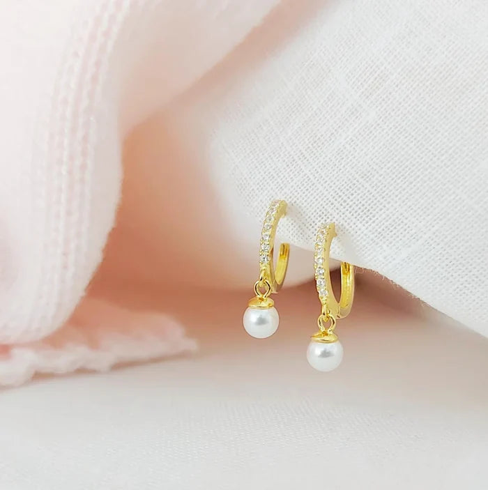 Pearl Huggies Earrings