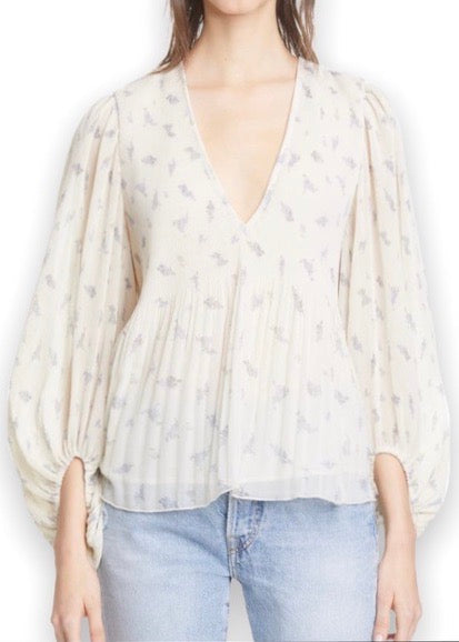 Pleated Georgette Top (Egret)