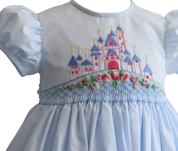 PREORDER Once upon a time Blue Handsmocked Romper (SHIPS OCTOBER)