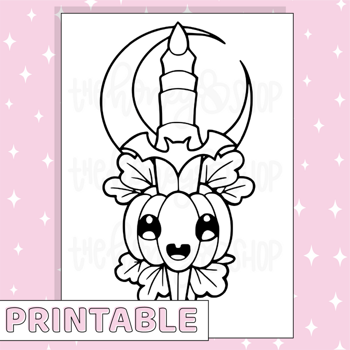 Pumpkin Coloring Page Set Printable Bee-6 Full Page Sticker | B6 Planner | Printable Planner Stickers