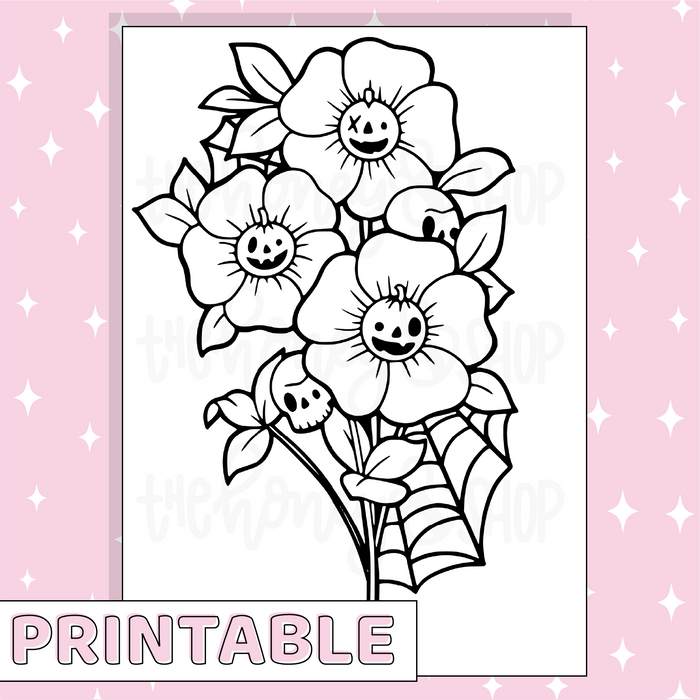 Pumpkin Coloring Page Set Printable Bee-6 Full Page Sticker | B6 Planner | Printable Planner Stickers