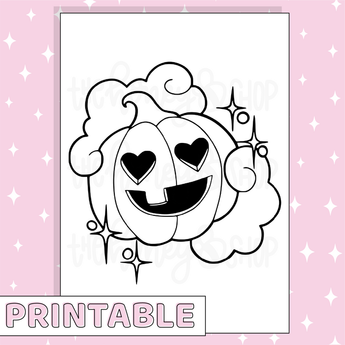 Pumpkin Coloring Page Set Printable Bee-6 Full Page Sticker | B6 Planner | Printable Planner Stickers