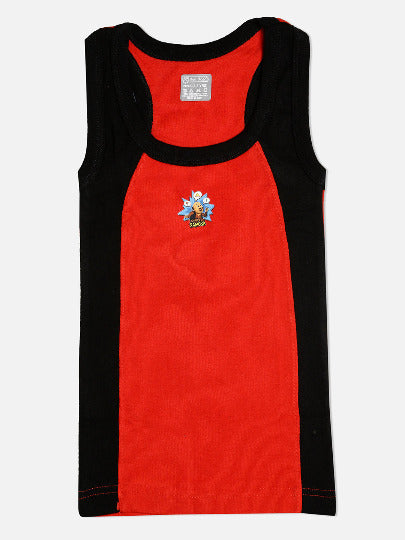 🧒 Redrose Boys Cotton Vests – Pack of 5 | Motu Patlu Printed | Stylish Colorblock Sleeveless Innerwear | RAZER_RIB_MP