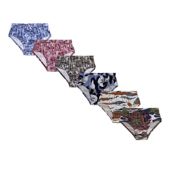 Redrose Boys Printed Cotton Briefs – Pack of 6 | Fun & Comfy Innerwear | JR-07