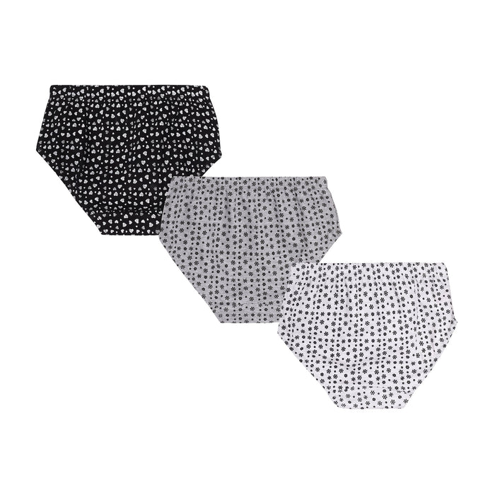 Redrose Girls’ Black & White Printed Cotton Panties – Pack of 6 | Soft & Breathable Everyday Briefs | BABY-64