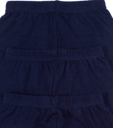 Redrose Girls' Plain Navy Blue Bloomers – Pack of 3 | PC Interlock Fabric 👧 | BLM-220NB