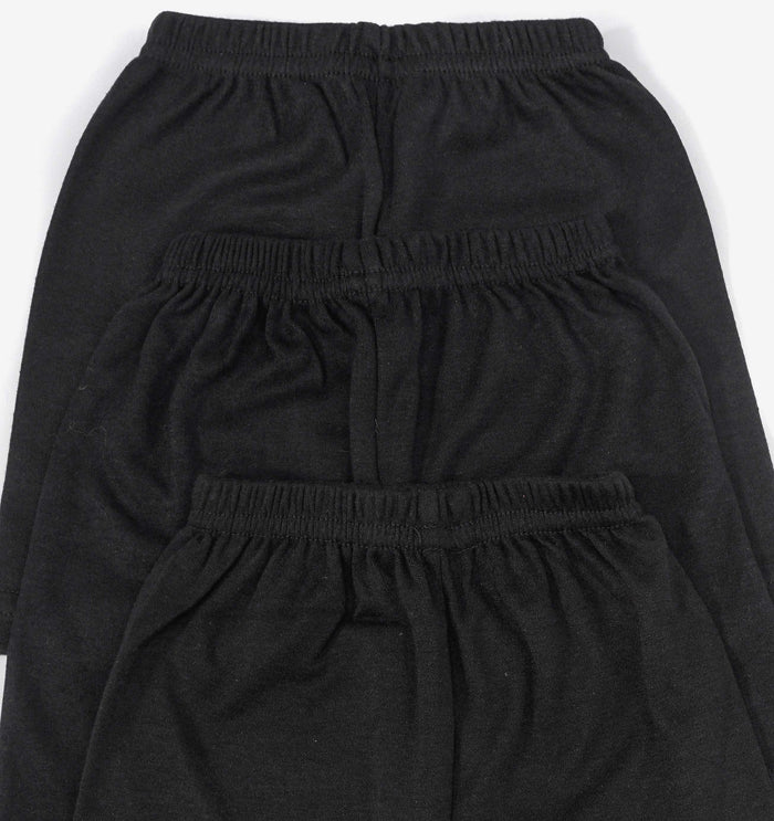 🖤 Redrose Girls Solid Black Bloomers – Pack of 3 | PC Interlock Fabric | Soft & Stretchy Comfort Wear | BLM-220BK