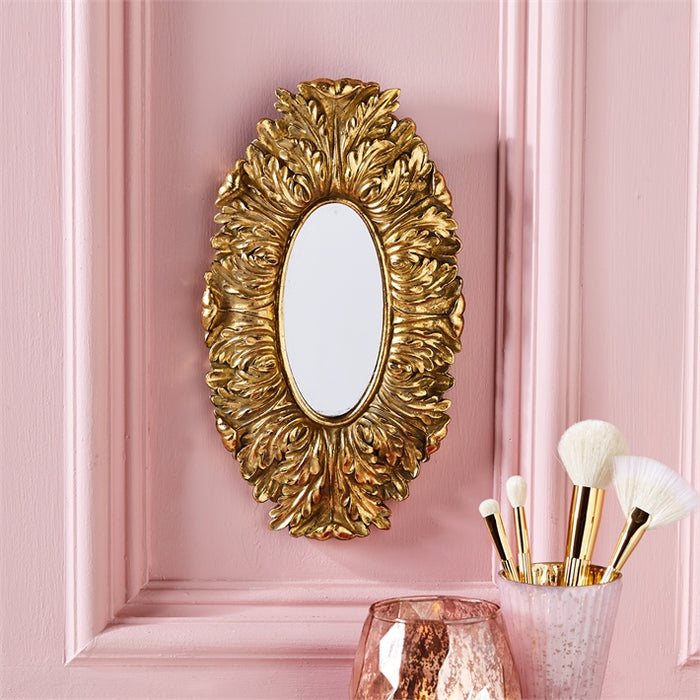 Regal Baroque Wall Hanging Mirror in Antique Gold