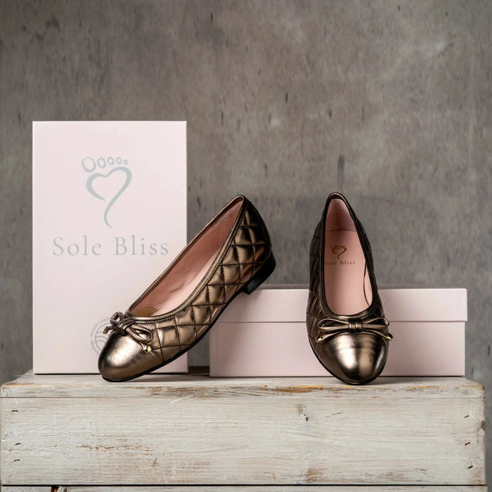Royal: Bronze Quilted Leather Shoes Sole Bliss