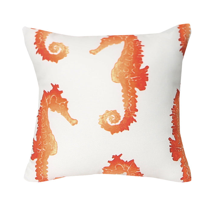 Seahorse Orange Outdoor Pillow