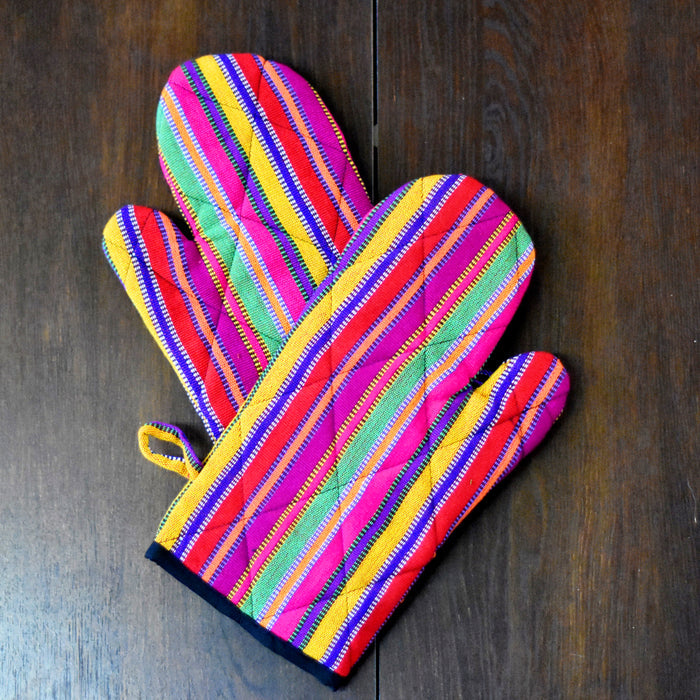 Set of 2 Guatemalan Potholders and 2 Oven Mitts
