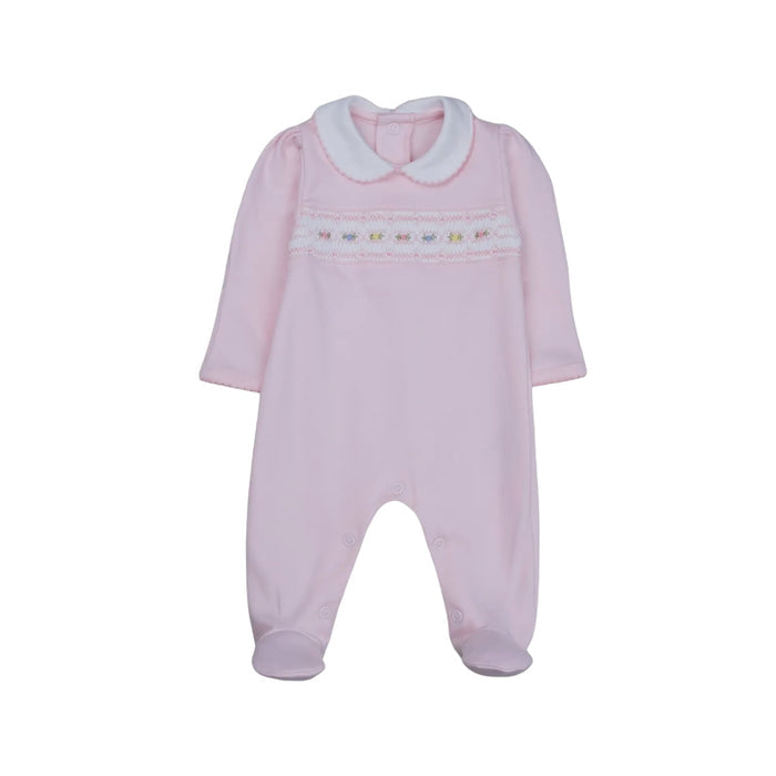Sienna Pink Handsmocked Pajama Babygrow