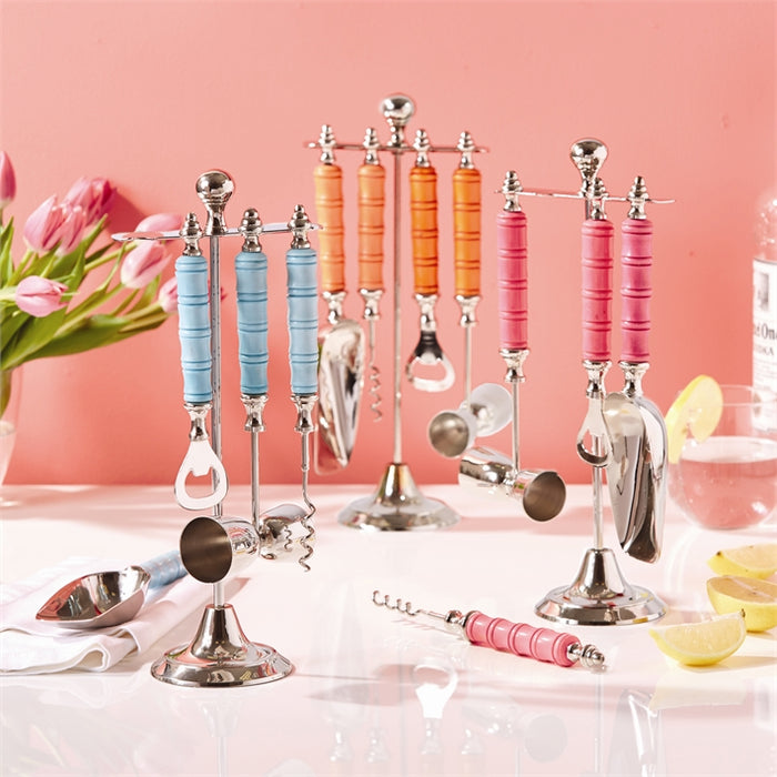 Stainless Steel (4 Piece) Bar Set with Stand