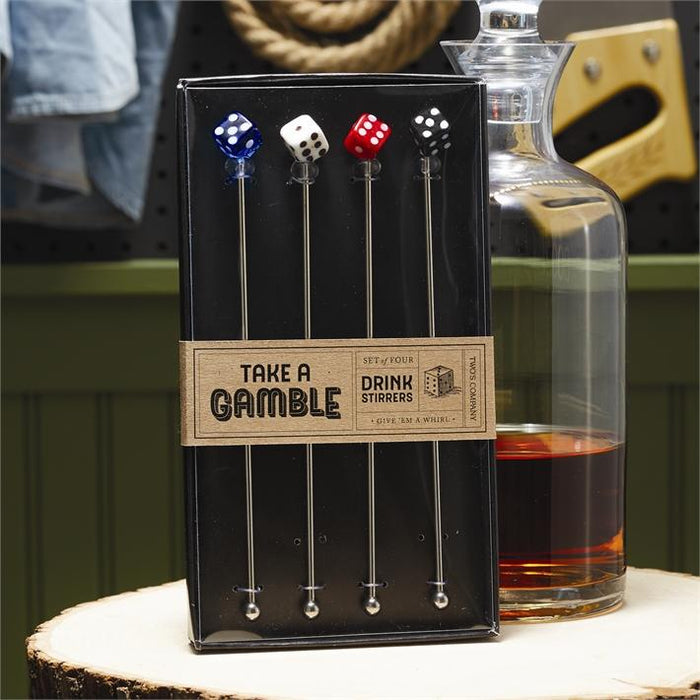 Take A Gamble (Set of 4) Drink Stirrers in Gift Box