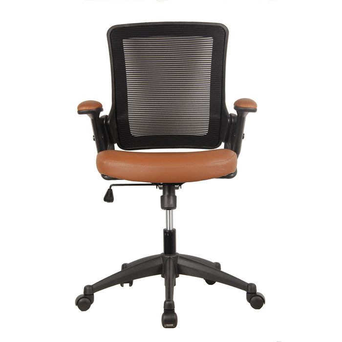 Techni Mobili Mid-Back Mesh Task Office Chair with Height Adjustable Arms - Brown