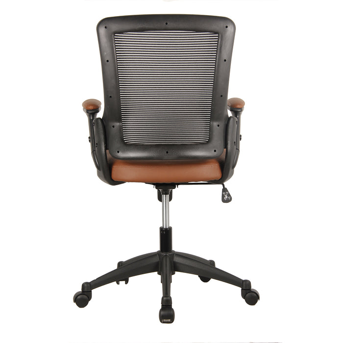 Techni Mobili Mid-Back Mesh Task Office Chair with Height Adjustable Arms - Brown