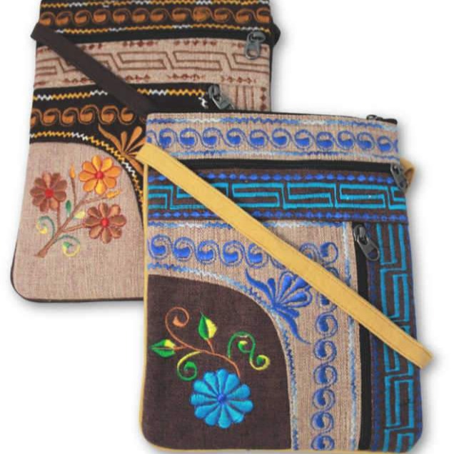 Two Zipper Embroidered Cotton Passport