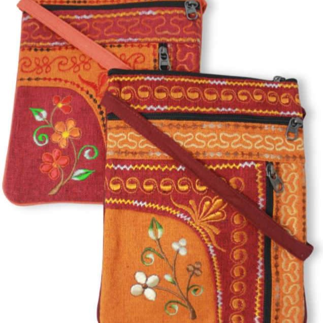 Two Zipper Embroidered Cotton Passport