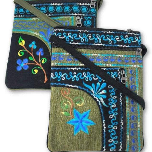 Two Zipper Embroidered Cotton Passport