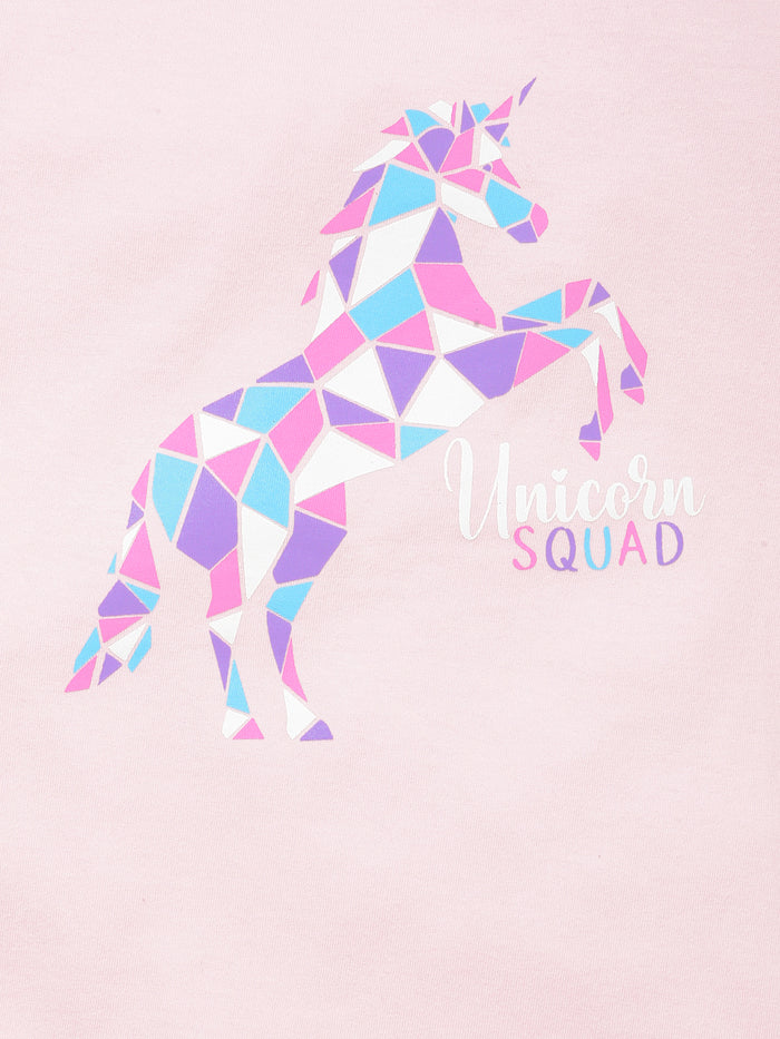 Unicorn Girls Printed Cotton T-Shirt