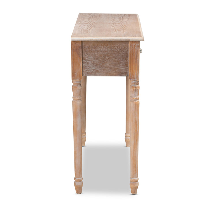Urban Designs Celine 2-Drawer Mirror and Wood Quatrefoil Console Table - White Wash