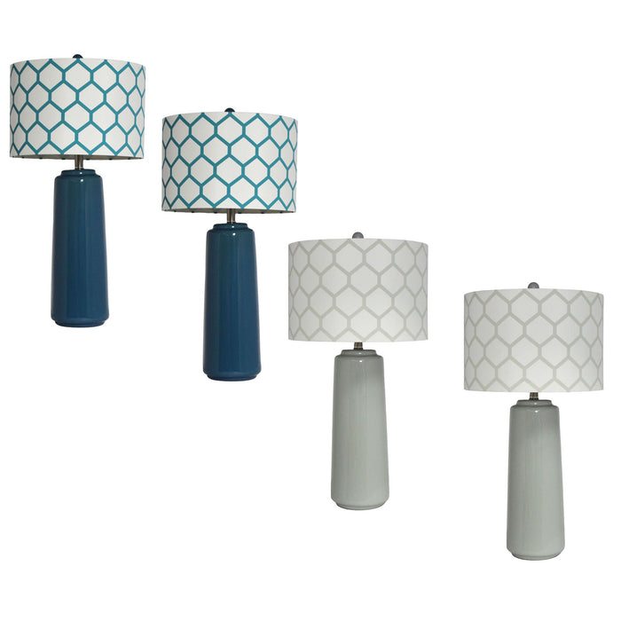 Urban Designs 2-Piece Ceramic Table Lamp with Honeycomb Shade