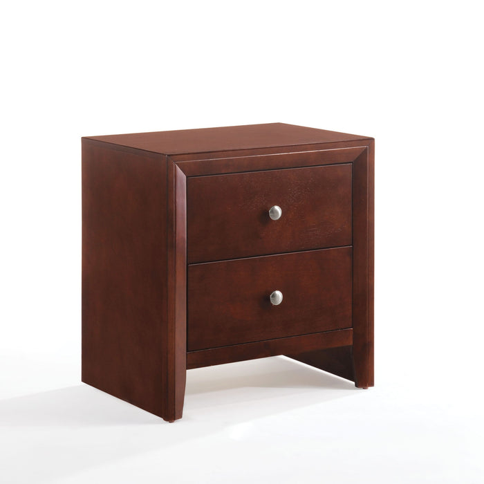 Urban Designs 24-Inch 2-Drawer Wooden Nightstand - Brown Cherry