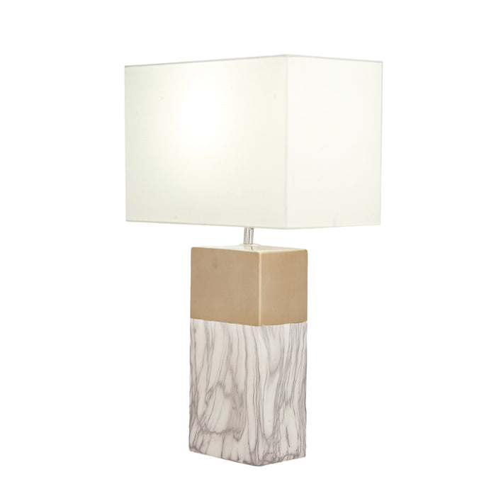 Urban Designs 25-Inch Rectangular Column Ceramic 2-Piece Table Lamp Set - Grey
