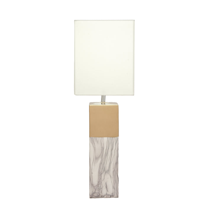 Urban Designs 25-Inch Rectangular Column Ceramic 2-Piece Table Lamp Set - Grey
