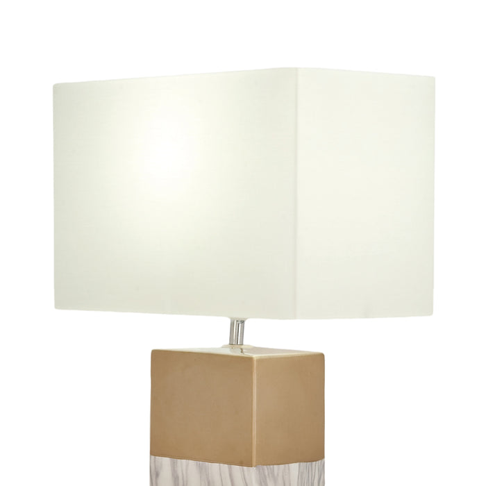 Urban Designs 25-Inch Rectangular Column Ceramic 2-Piece Table Lamp Set - Grey