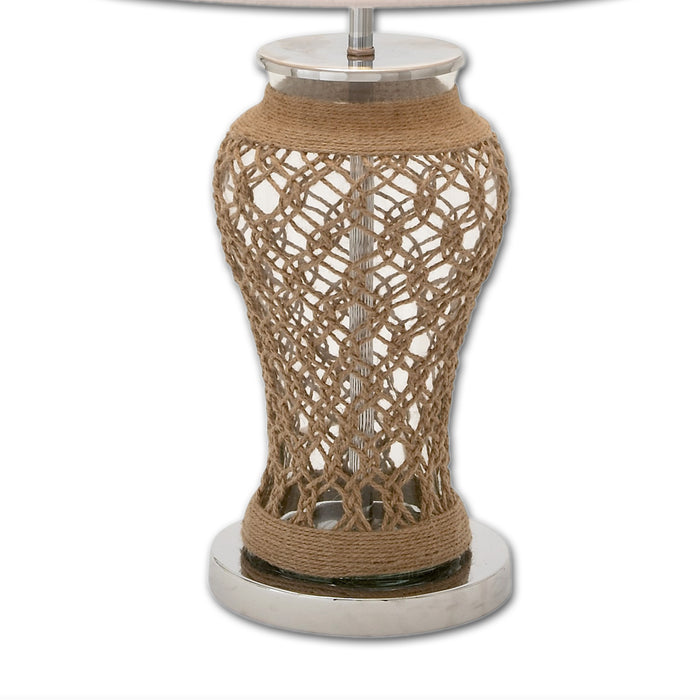 Urban Designs 28-Inch Clear Glass and Jute Table Lamp