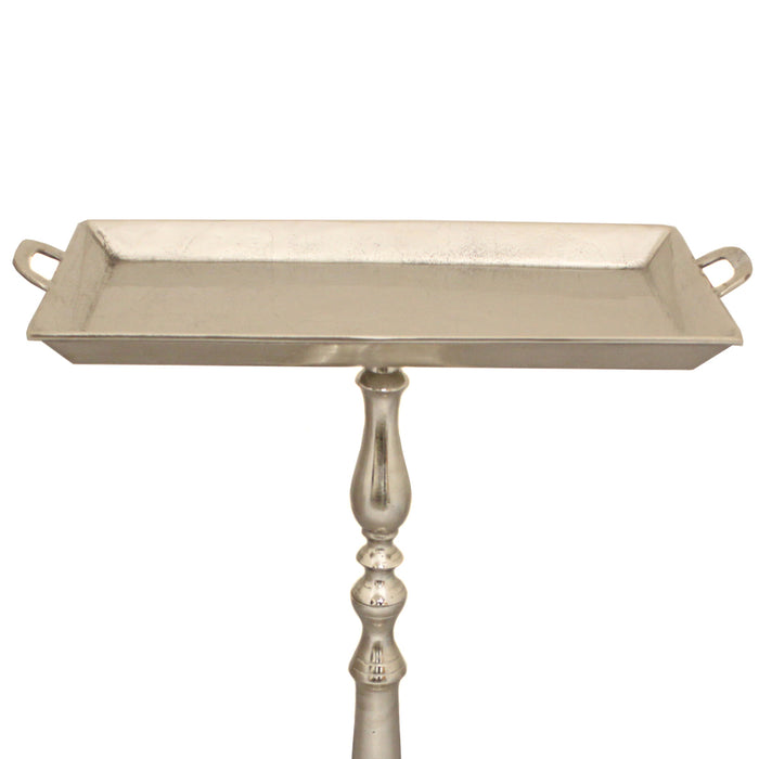 Urban Designs Acid Etched Aluminum Rectangular Pedestal Tray Table