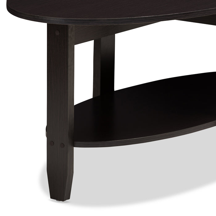 Urban Designs Alyson Wooden Coffee Table in Wenge Brown Finish