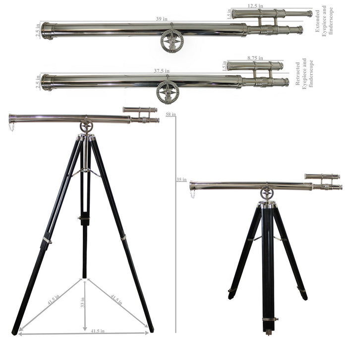 Urban Designs Antiqued Brass 58-inch Handcrafted Decorative Telescope