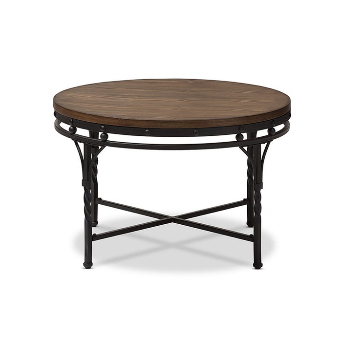Urban Designs Austin Vintage Industrial Bronze Round Coffee Occasional Table