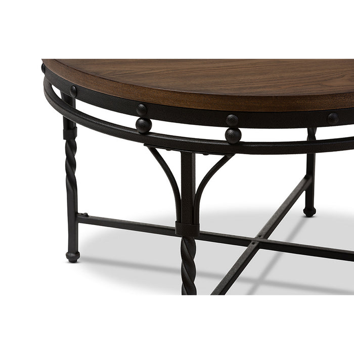 Urban Designs Austin Vintage Industrial Bronze Round Coffee Occasional Table