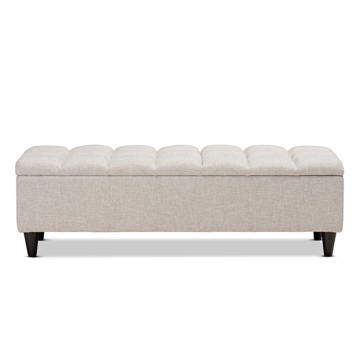 Urban Designs Burton Upholstered Hidden Storage Bench Ottoman - Beige