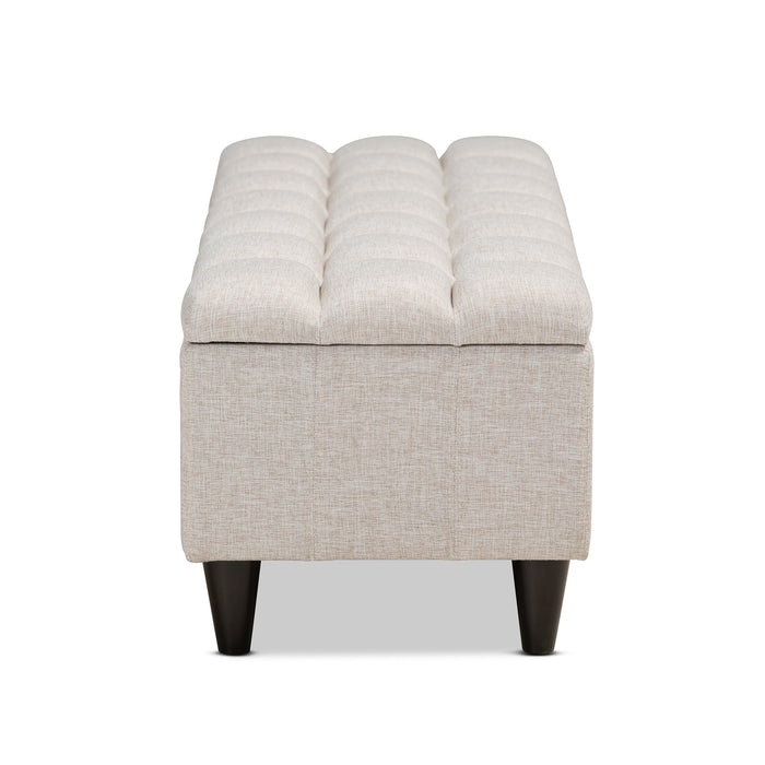 Urban Designs Burton Upholstered Hidden Storage Bench Ottoman - Beige