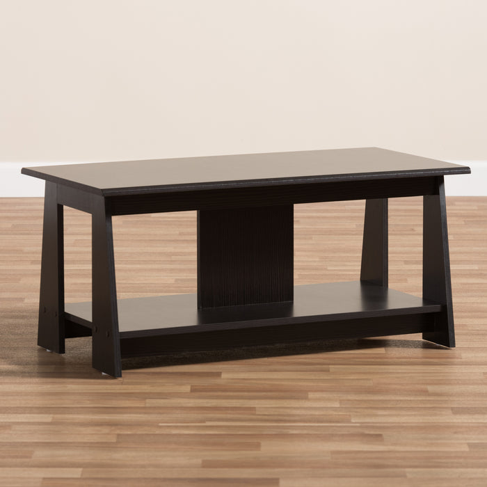 Urban Designs Cecily Wooden Coffee Table in Wenge Brown Finish