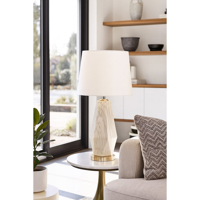 Urban Designs Claudia Glazed Ceramic Diamond Shape Table Lamp