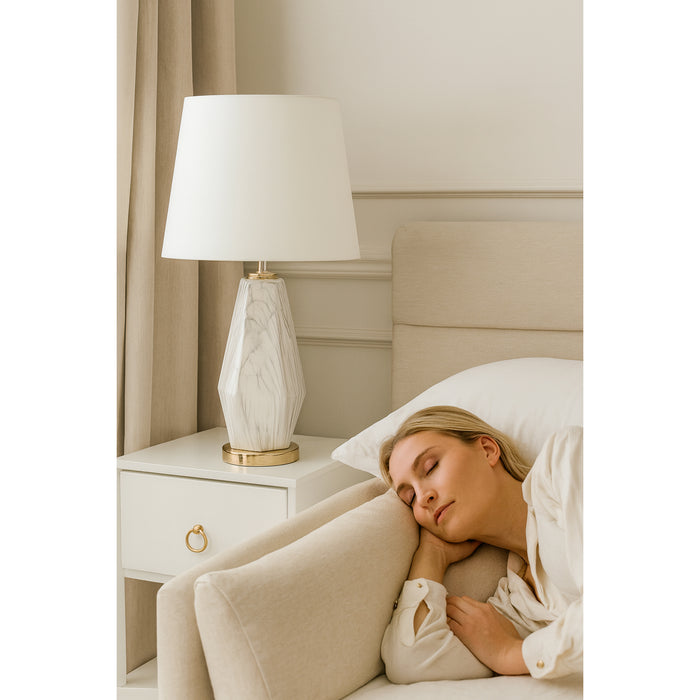 Urban Designs Claudia Glazed Ceramic Diamond Shape Table Lamp